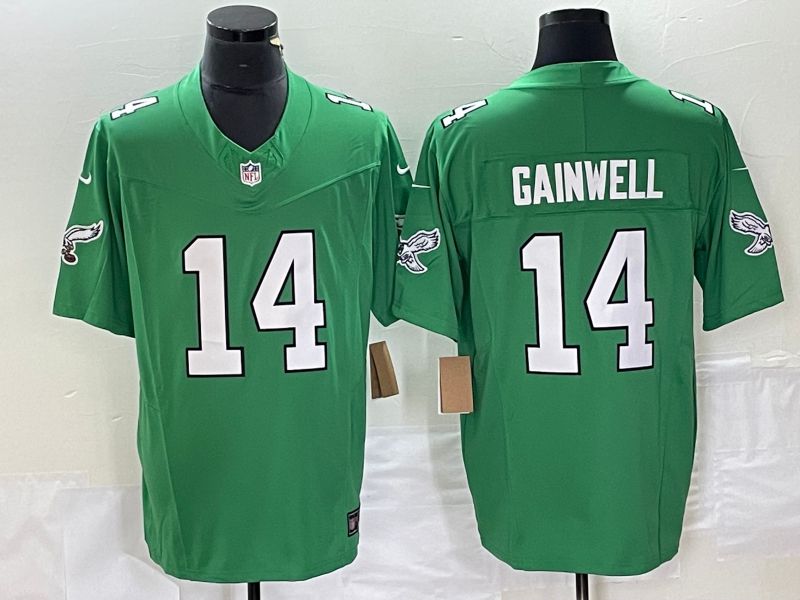 Men Philadelphia Eagles #14 Gainwell Green 2023 Nike Vapor Limited NFL Jersey style 1